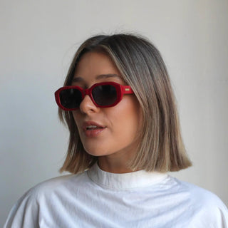 Kesh - Red Grey Rectangle Sunglasses