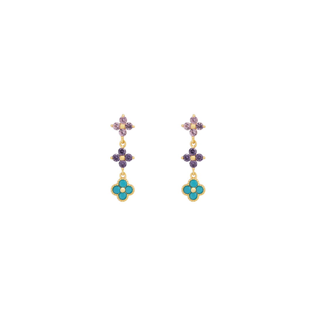 Ór | Tri Colour Clover Drop Earrings