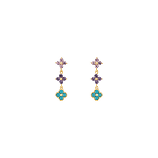 Ór | Tri Colour Clover Drop Earrings