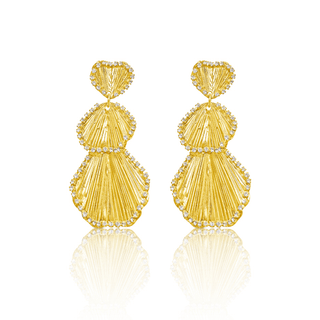 Gold CZ Shell Drop Earrings
