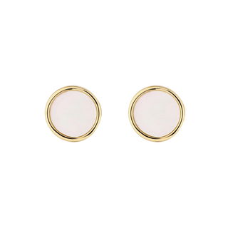 GOLD MOTHER OF PEARL DISC STUD EARRINGS