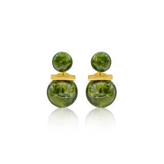 Geometric Green Stud Earrings
