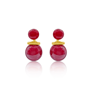 Geometric Red Stud Earrings