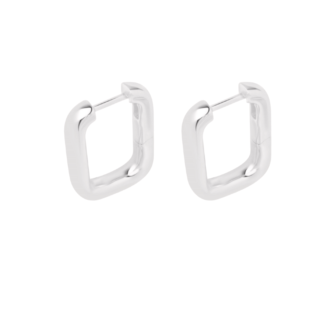 Silver Rounded Box Hoops