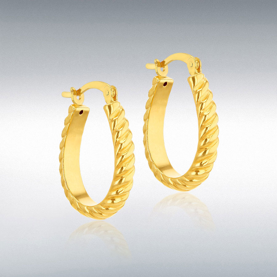 Gold Plated Oval Twisted Creole Earrings