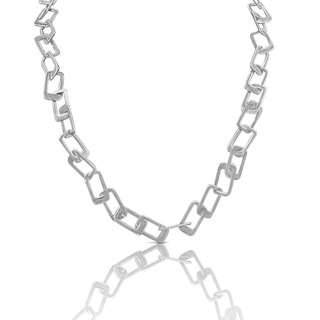 Silver Rectangle Chain Link Necklace