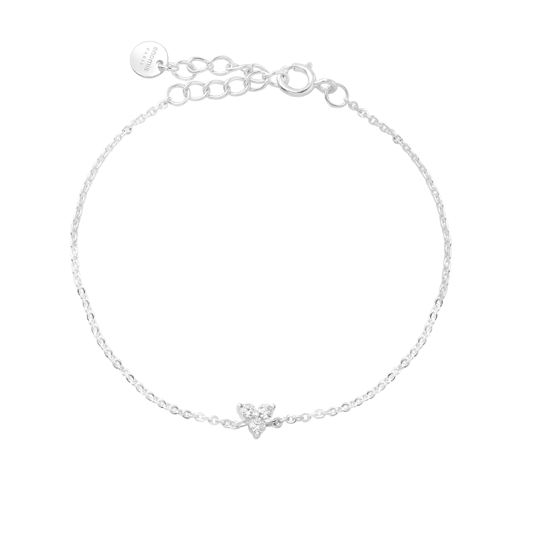 Silver Dainty CZ Flower Bracelet