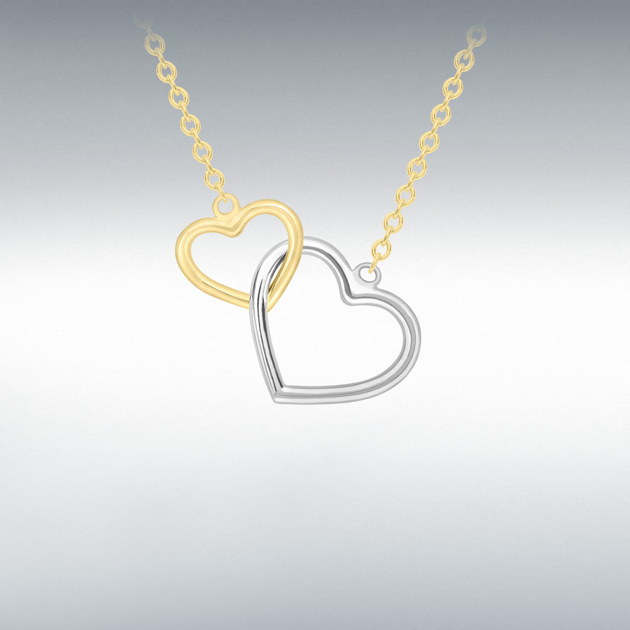 9ct 2-Colour Interlocked-Hearts Necklace