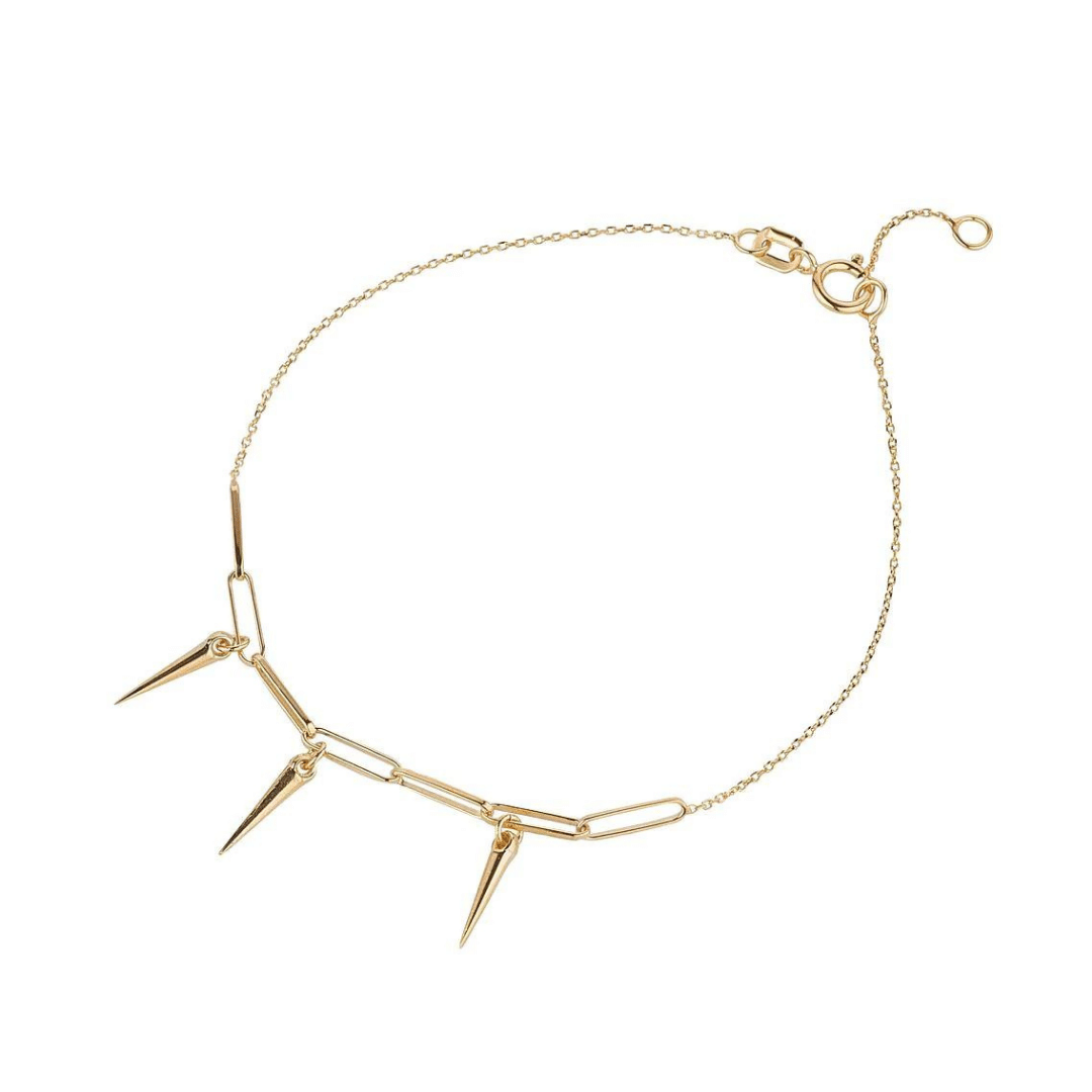 GOLD LINKED CHAIN BRACELET WITH SPIKE DROPS