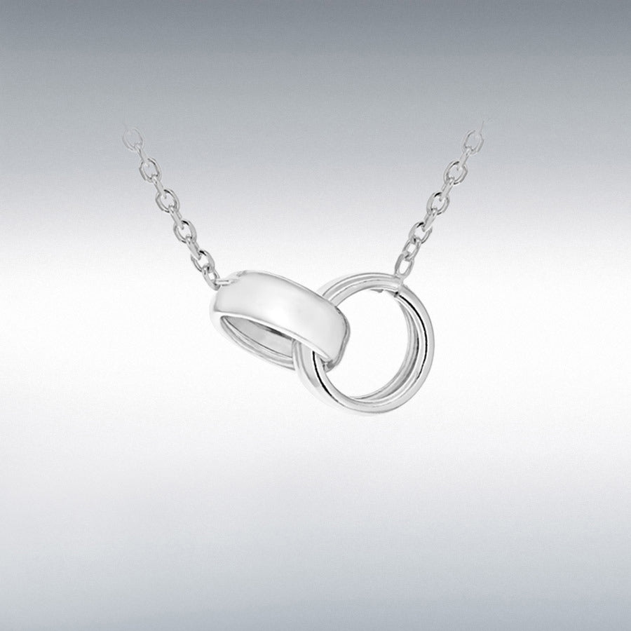 Silver Linked-Rings Adjustable Trace Chain Necklace