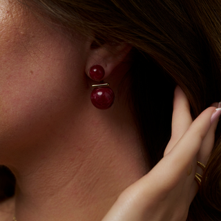 Geometric Red Stud Earrings