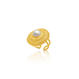 Adjustable Swirl Pearl Ring