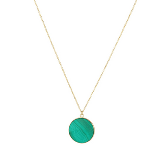 9ct Gold Malachite Disc Pendant