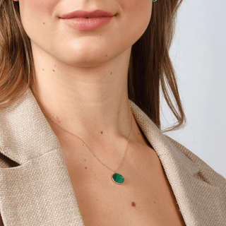 9ct Gold Malachite Disc Pendant