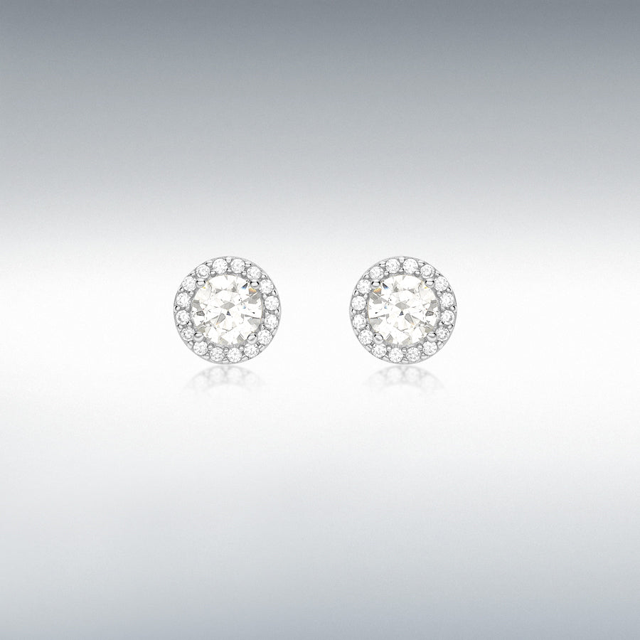 9ct White Gold CZ Stud Earrings