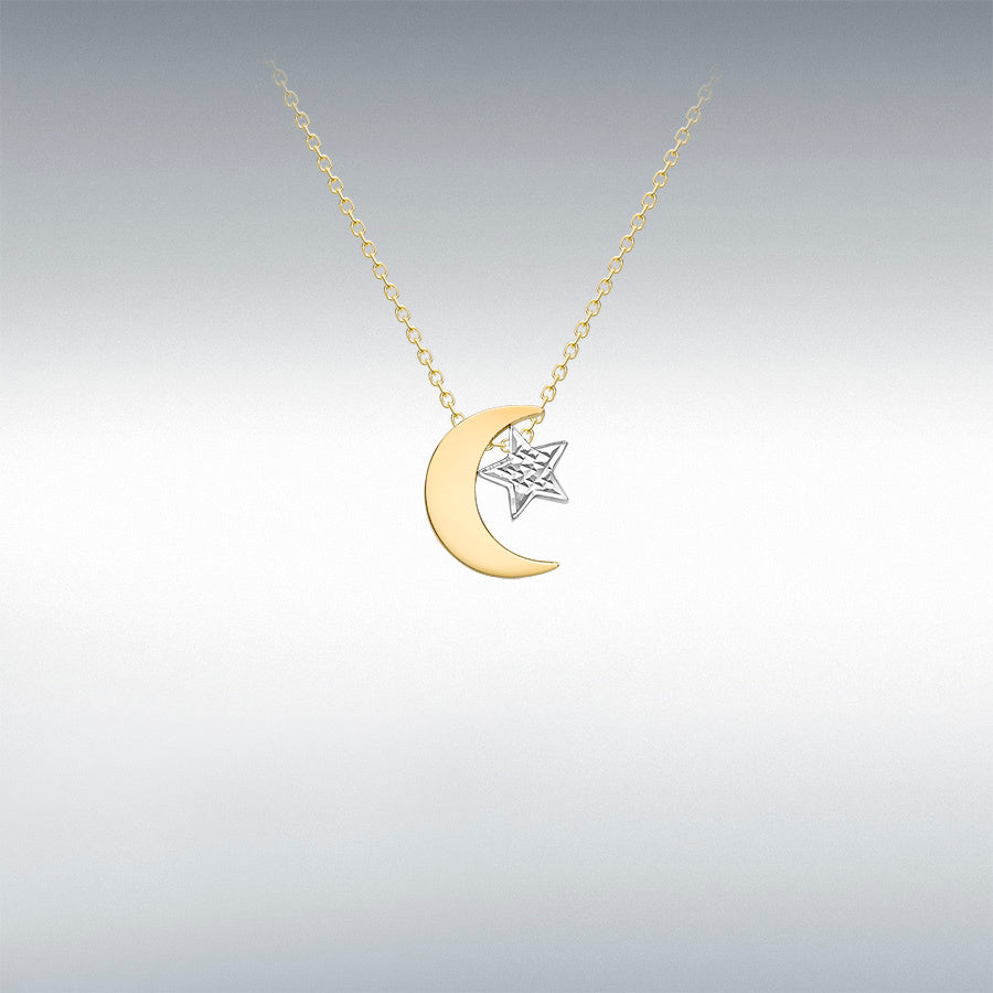 Moon and Diamond Cut Star Adjustable Necklace