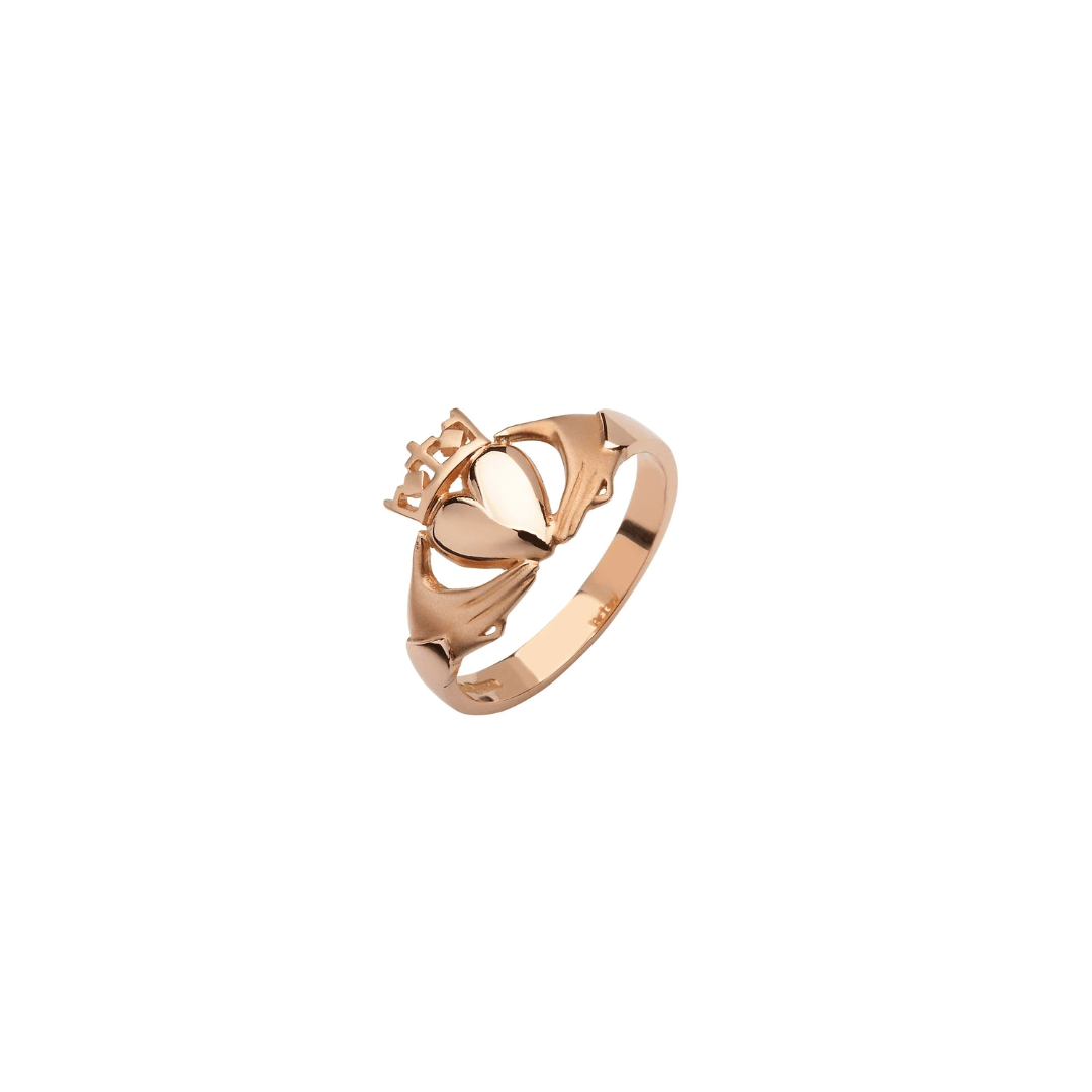 10ct Rose Gold Claddagh Ring with Matte Finish