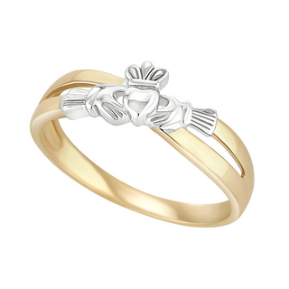9K Gold Claddagh Crossover Ring