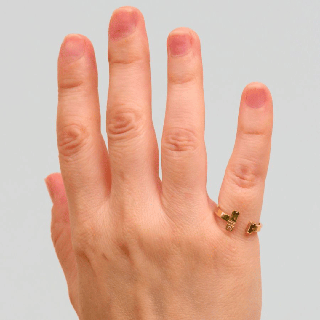 Adjustable Gold Ring with CZ Stongs