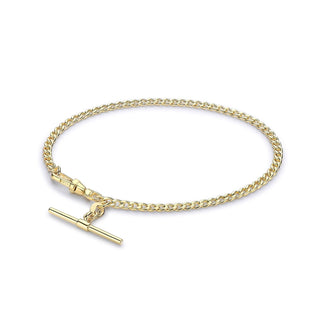 9ct Gold Hollow Diamond Cut Curb Albert T-Bar Bracelet