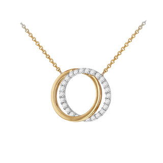 9ct 2-Colour Gold Double Circle CZ Necklace