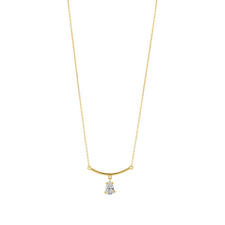 9ct Gold Bar and Cz Pear Drop Necklet