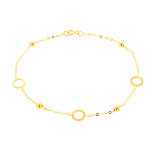 9ct Gold Circle & Bead Bracelet