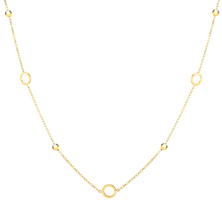 9ct Gold Circle & Bead Necklace