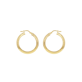 9ct Gold Diamond Cut Creole Earrings
