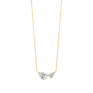 9ct Gold Double Cz Pear Necklet