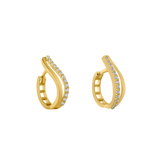 9ct Gold Double Row Tall Huggie Earrings