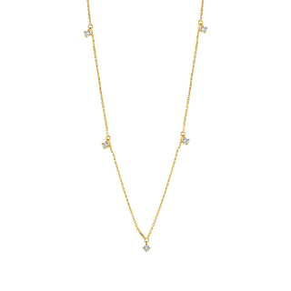 9ct Gold Five Cz Droplets Chain Necklet