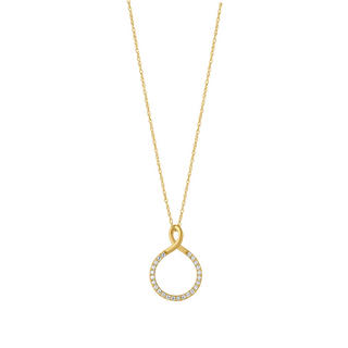 9ct Gold Open Twisted Top Cz Circle Pendant