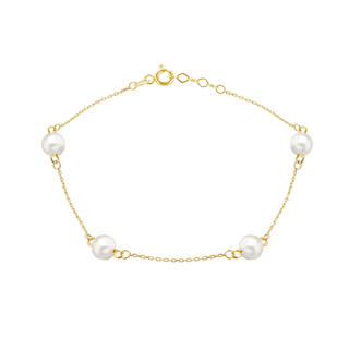 9ct Gold Pearl Station Adjustable Bracelet