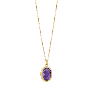 9ct Gold Real Amethyst Briolette Oval Necklace