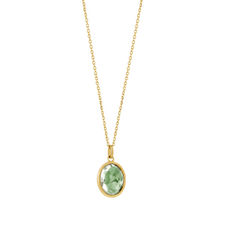 9ct Gold Green Amethyst Briolette Oval Necklace