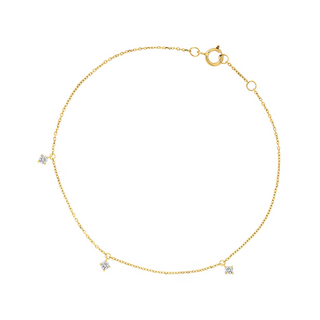 9ct Gold Three Cz Droplets Chain Bracelet