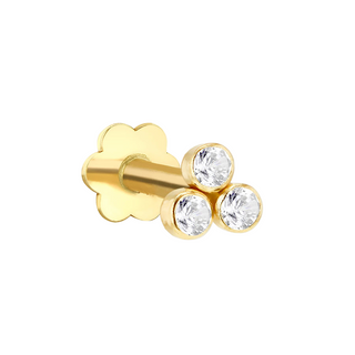 9ct Gold Trinity CZ Labret Stud Earring