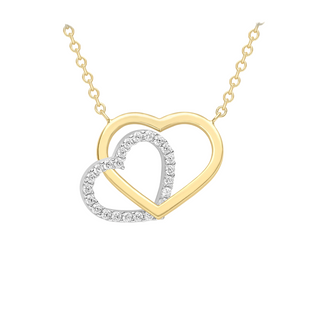 9ct 2-Colour Gold Heart & CZ Necklace
