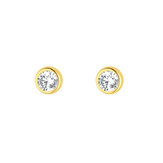 9ct Gold 2mm CZ Rubover Stud Earrings