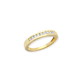 9ct Gold CZ 9-Stone Channel Set Band Ring