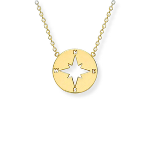 Gold necklace with a compass pendant 