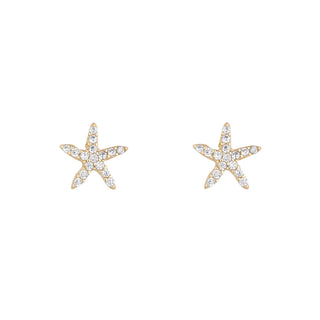 9ct Gold Cz Starfish Stud