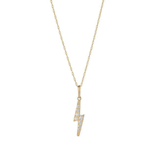 Gold necklace with a lightning bolt pendant 