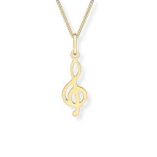 Gold necklace with a treble clef pendant 