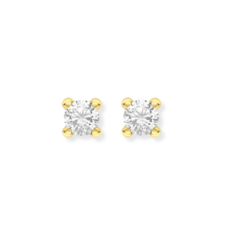 9ct Gold White CZ April Birthstone Stud Earrings