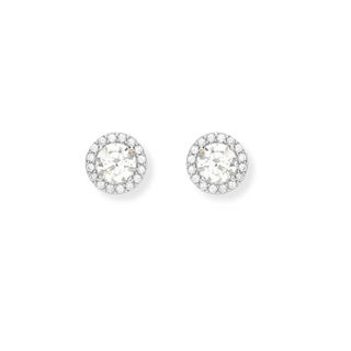 9ct White Gold CZ Stud Earrings