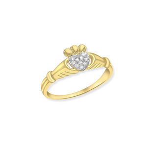 9ct Yellow Gold CZ Claddagh Ring