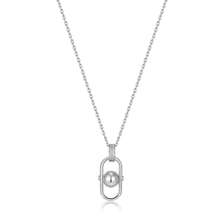 Silver Orb Link Drop Pendant Necklace