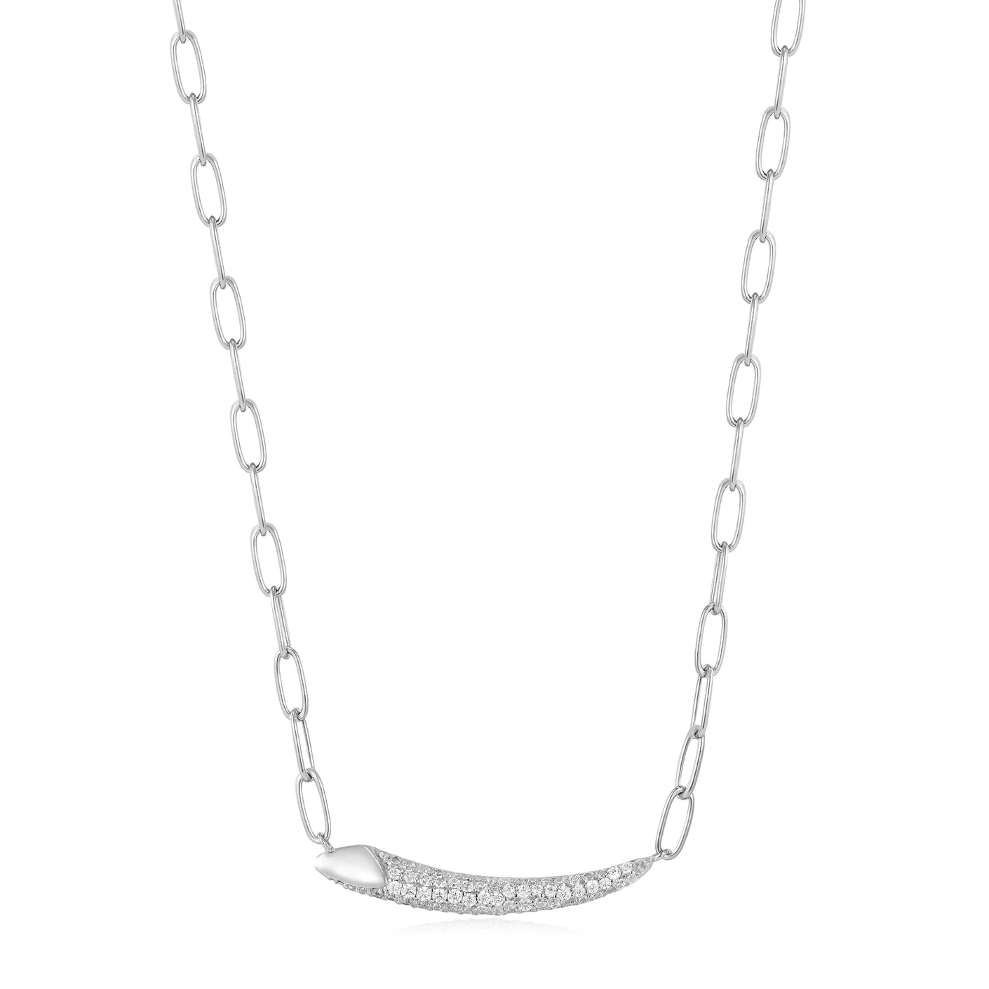 Zoom Silver Pavé Bar Chain Necklace